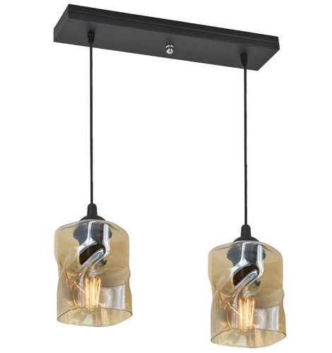 Lampa wisząca Felis czarny 2x60W E27  klosz bursztynowy