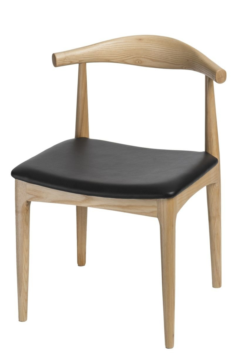 Krzesło drewniane Codo inspirowane Elbow Chair do jadalni naturalne z ekoskóry D2.DESIGN