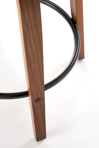 Hoker Analis industrialny tapicerowany z oparciem i podłokietnikami do kuchni popielaty/orzechowy