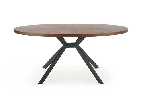 Stół okrągły do jadalni Locco orzechowy nowoczesny na czarnych nogach 170x90 cm Intesi