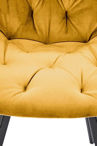 Krzesło tapicerowane welur Veroniq Intesi musztardowe obrotowe nowoczesne do jadalni i salonu