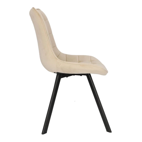 Krzesło tapicerowane welurowe Moly Intesi beżowe z czarnymi nogami do jadalni i salonu