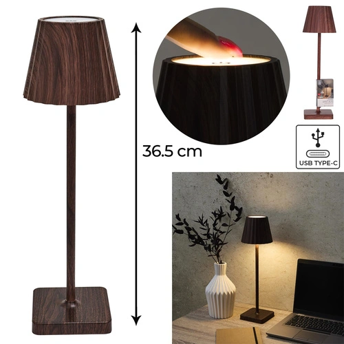 Lampka nocna Blanca LED dotykowa brązowa do sypialni ze ściemniaczem