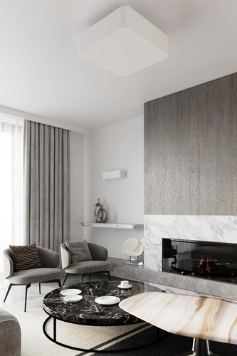 Plafon kwadratowy biały Lokko 45 cm nowoczesny do salonu, kuchni lub sypialni