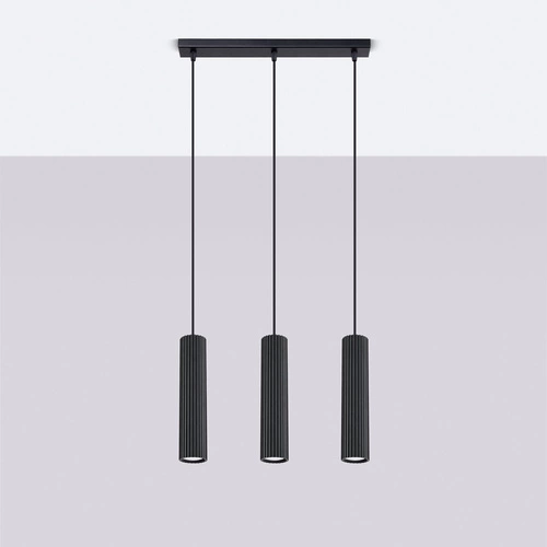 Lampa wisząca KARBON 3L czarna regulowana do salonu i jadalni nowoczesna aluminium
