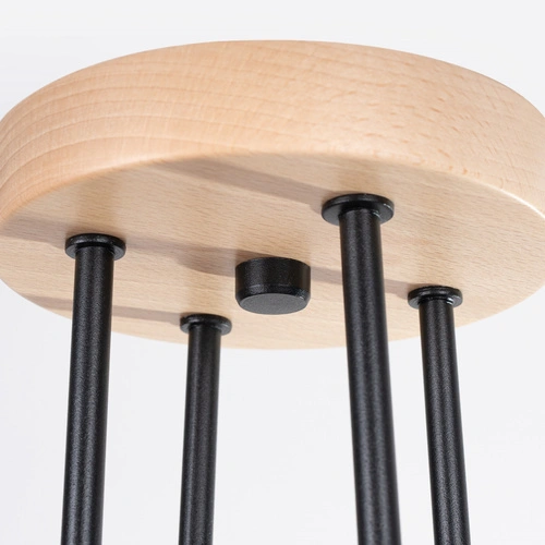 Żyrandol loftowy TIMBO 4 czarny z drewnem do salonu i jadalni rozproszone światło