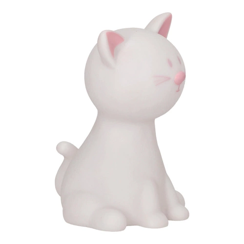 Lampka nocna do pokoju dziecka Cat Night biała nowoczesna przenośna LED z regulacją koloru Intesi