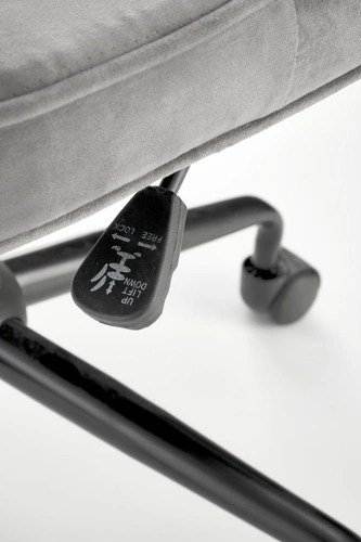 Fotel biurowy ergonomiczny Defil popielaty welurowy obrotowy z podłokietnikami do gabinetu