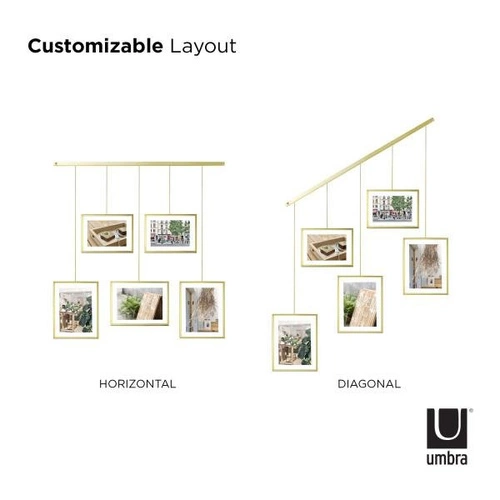 Ramka na zdjęcia wisząca Exhibit złota skandynawska multiramka Umbra na ścianę 10x15 13x18