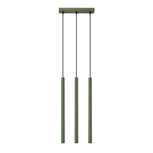 Nowoczesna lampa wisząca Pastelo 3p zielona oliwka do salonu regulowana SOLLUX