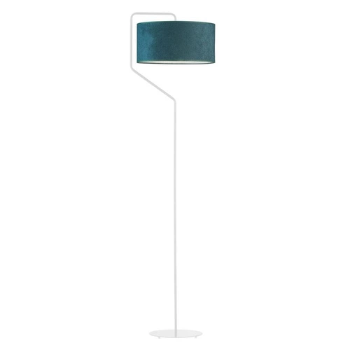 Lampa stojąca do salonu TESALLIA zielona nowoczesna z welurowym abażurem glamour Lysne