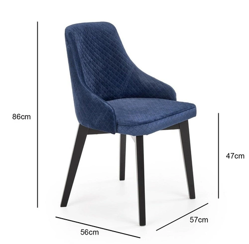 Krzesło tapicerowane welur Albe granatowe z podłokietnikami do jadalni Intesi