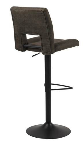 Hoker z oparciem Sylvia Actona nowoczesny tapicerowany obrotowy regulowany do kuchni antracytowy