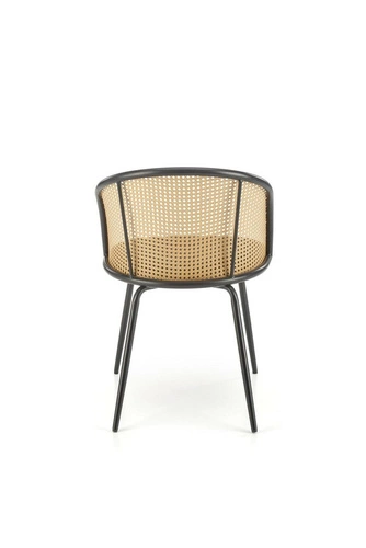 Krzesło do jadalni Seraphine szare tapicerowane welur z oparciem rattanowym Intesi nowoczesne