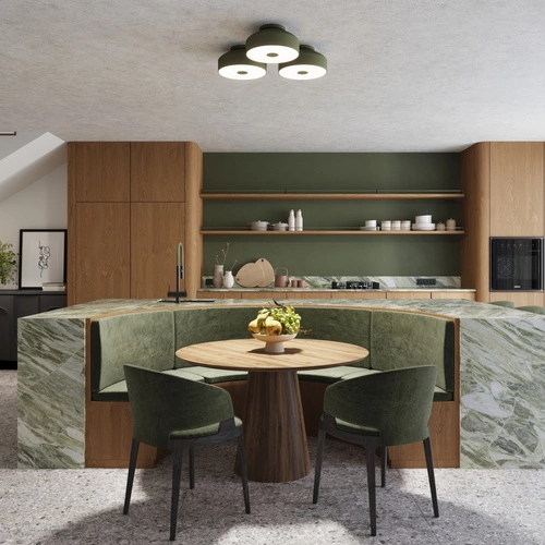 Plafon sufitowy OMIQ okrągły zielony oliwkowy nowoczesny do salonu i sypialni SOLLUX