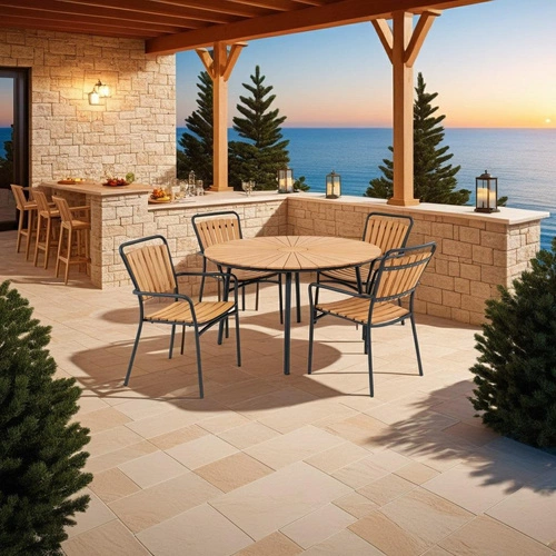 Zestaw Cleveland stół i 4 krzesła  tekowe/ czarne