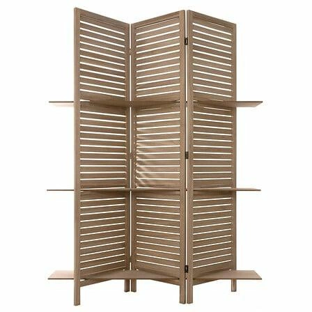 Parawan drewniany pokojowy z półkami Diam Atmosphera naturalny 3-skrzydłowy dekoracyjny