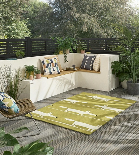 Dywan zewnętrzny Mr Fox Chai 140x200 żółty nowoczesny na taras balkon ogród łatwoczyszczący