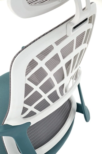 Fotel biurowy ergonomiczny Belm turkusowy z zagłówkiem i podłokietnikami do biurka Intesi