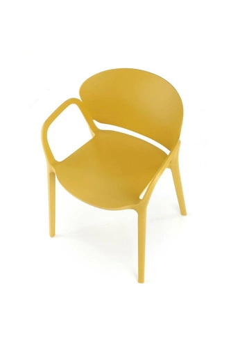 Krzesło Nadine do jadalni i ogrodu z tworzywa sztucznego, musztardowe, nowoczesne, sztaplowane