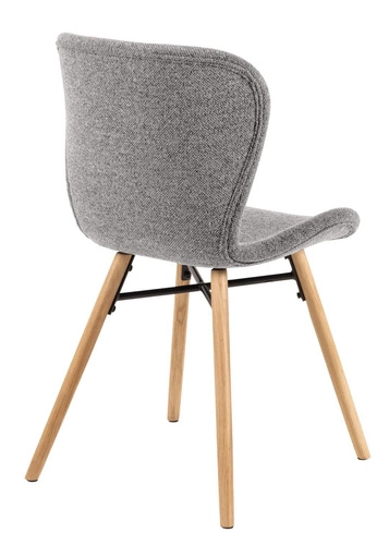 Krzesło tapicerowane Batilda szare do jadalni nowoczesne z drewnianymi nogami Actona