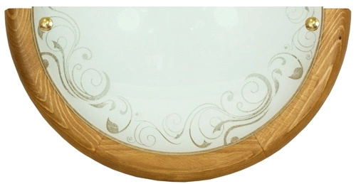 Plafon sufitowy Herba dąb biały szklany klasyczny do salonu i sypialni E27 30 cm