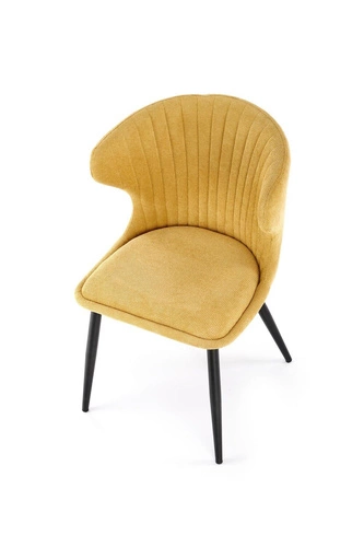 Krzesło tapicerowane Odile Intesi musztardowe do jadalni nowoczesne na czarnych nogach