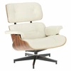 Fotel obrotowy Vip Lounge Chair skórzany do salonu z podnóżkiem nowoczesny biały