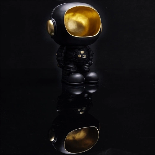 Figurka dekoracyjna Astronauta czarno-złota Intesi z funkcją przechowywania do przedpokoju