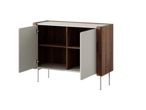 Komoda Taberg nowoczesna beżowa orzechowa 105 cm na nóżkach do salonu i sypialni