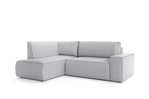 Narożnik z funkcją spania Molde L lewy sztruksowy szary do salonu z pojemnikiem