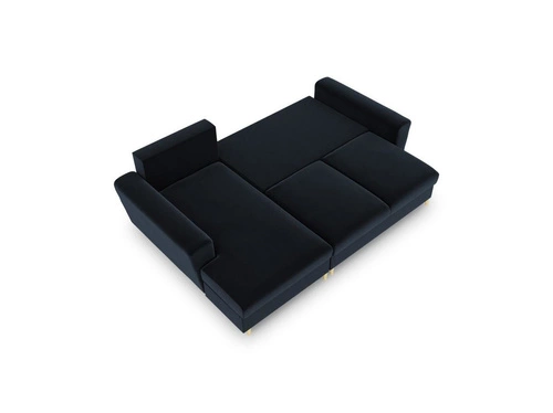 Narożnik z funkcją spania Moghan Dark Blue Velvet Lewostronna kolor nóg złoty