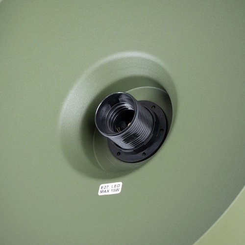 Nowoczesna lampa wisząca BILO zielona oliwka metalowa do salonu i kuchni 35 cm