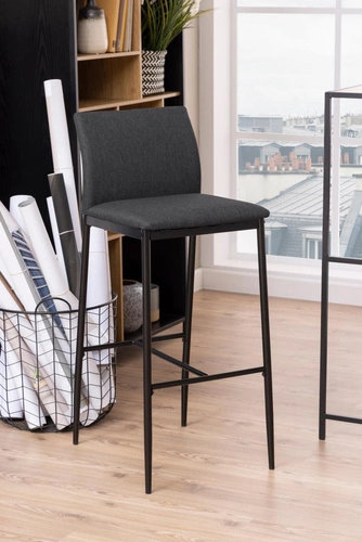 Hoker tapicerowany Demina Actona szary z oparciem nowoczesny do kuchni i wyspy 67 cm