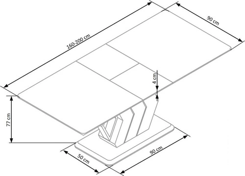 Stół rozkładany Wireno biały marmur nowoczesny do jadalni i salonu na jednej nodze 160-200 cm