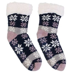 Skarpetki świąteczne ocieplane antypoślizgowe granatowe Intesi do domu prezent