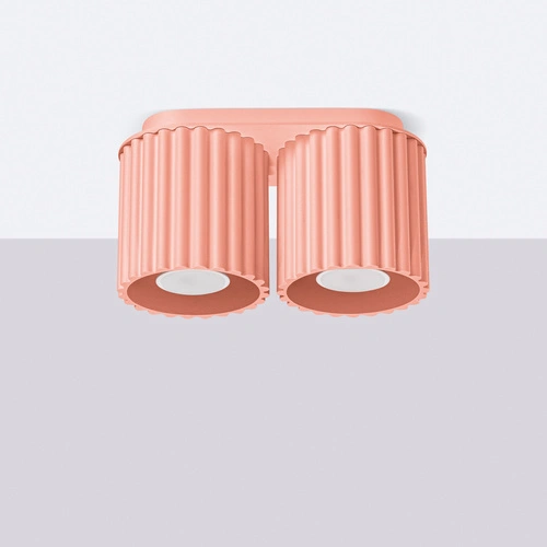 Plafon sufitowy nowoczesny AURA 2 różowy okrągły do salonu i kuchni aluminium