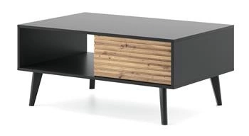Stolik kawowy Tanga prostokątny czarny z szufladą nowoczesny industrialny do salonu Intesi