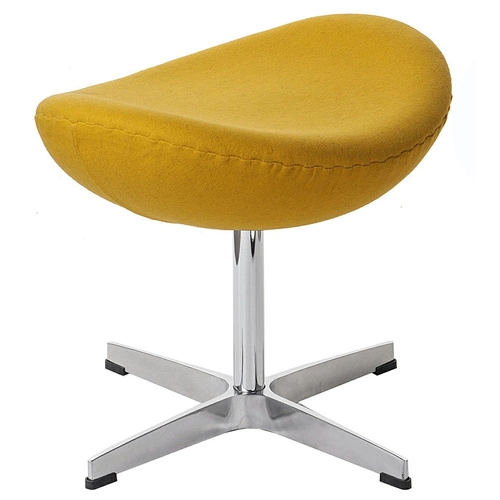 Podnóżek tapicerowany Jajo Premium żółty inspirowany Egg nowoczesny obrotowy do salonu D2.DESIGN