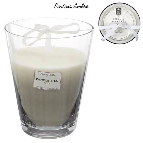 Świeca zapachowa bursztyn w szklanym szarym wazonie Intesi dekoracyjna na prezent