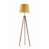 Lampa podłogowa drewniana trójnóg ARUBA żółta z abażurem do salonu i sypialni Lysne