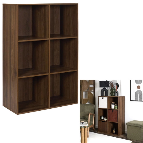 Regał do salonu klasyczny otwarty Tiffany orzech ciemny 4 półki Intesi 66,6 cm