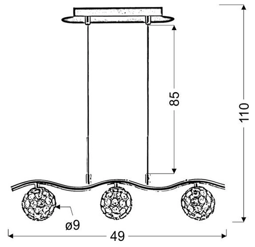 Lampa wisząca Starlet srebrna kula 3-punktowa regulowana do salonu i nad stół CANDELLUX