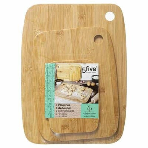 Zestaw 3 bambusowych desek do krojenia 5five simply smart boho z uchwytem prostokątny