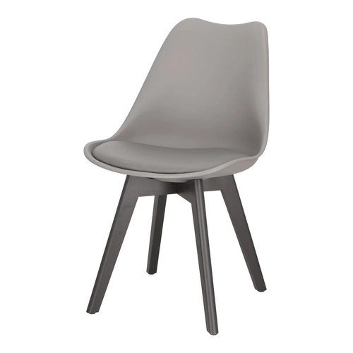 Krzesło do jadalni Norden Cross szare tapicerowane ekoskóra drewniane nowoczesne Intesi