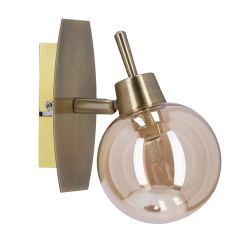 Kinkiet Lentini lampa patynowy 1x40W G9  klosz bursztynowy