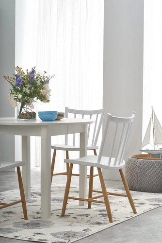 Okrągły stół rozkładany Nigo biały 102-142 cm nowoczesny do jadalni i kuchni Intesi