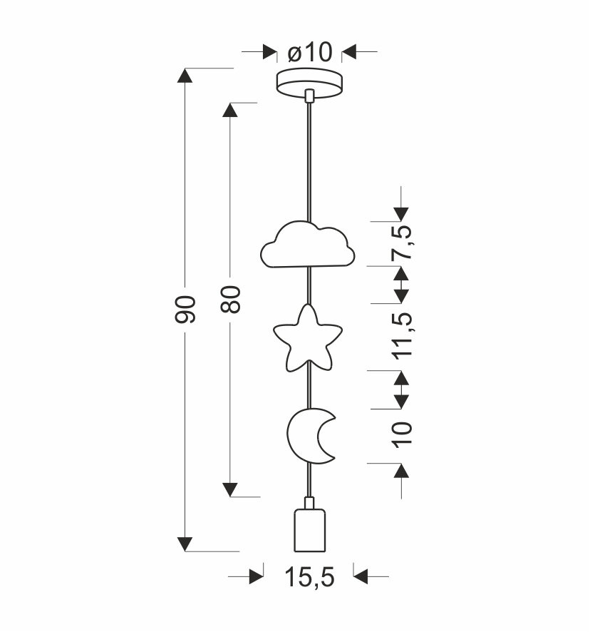 Lampa wisząca Single msc 1x20W E27 iq kids mix kolor