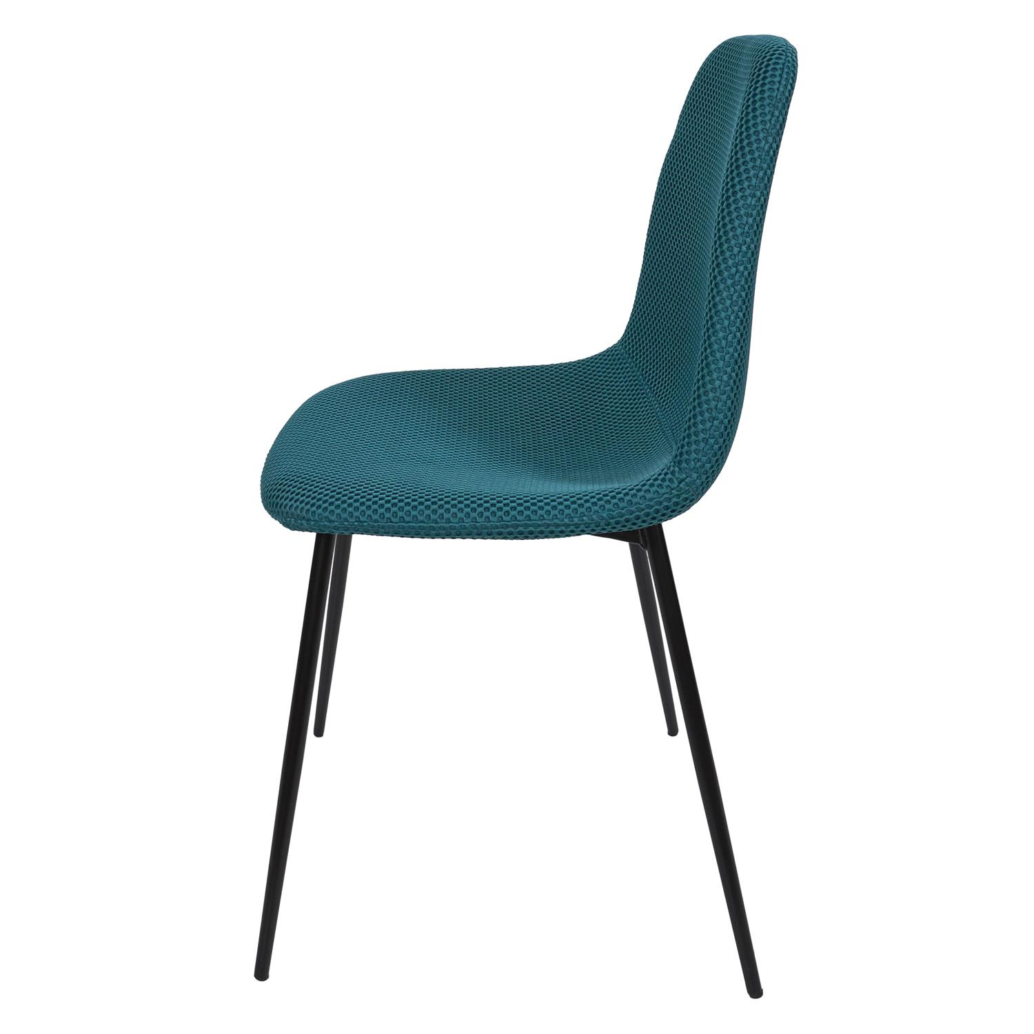 Krzesło tapicerowane Pori turkusowe do jadalni i kuchni nowoczesne na czarnych metalowych nogach