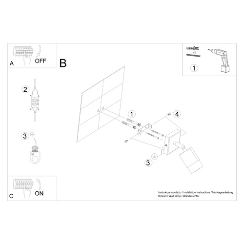 Kinkiet ścienny Nero czarny złoty nowoczesny regulowany metalowy do salonu i sypialni Sollux